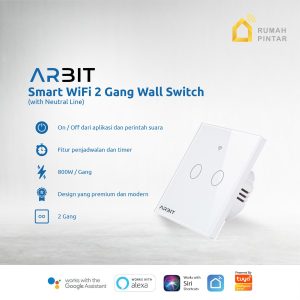 Arbit Smart Wallswitch With Neutral Line 2 Gang WiFi Tuya Saklar