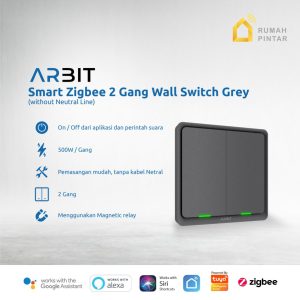 Arbit Smart ZigBee Wallswitch 2 Gang Without Neutral line - Grey