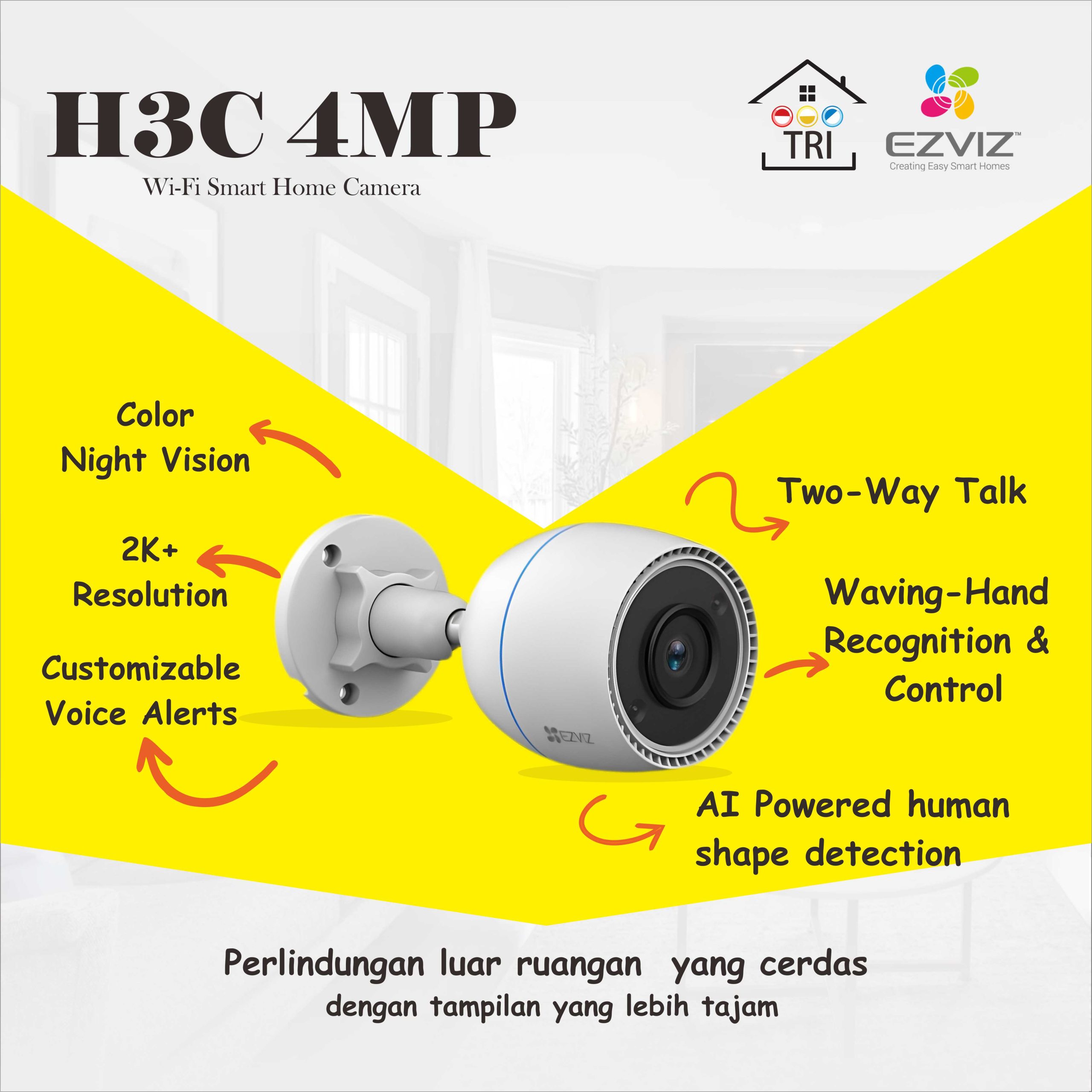 Ezviz H3C 4MP 2K+ IP Camera Outdoor CCTV Wifi Smart Home Color Night