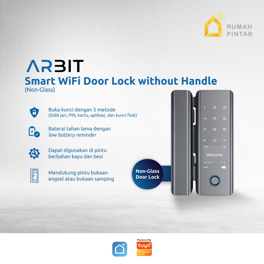 ARBIT WiFi Door Lock Without Handle Fingerprint TUYA - Non Glass