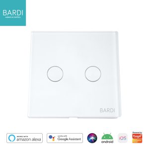 Bardi Smart Touch Wallswitch EU 2 Gang Putih Saklar Pintar Tuya Netral