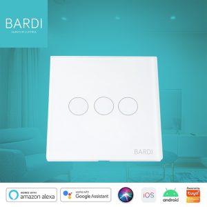 Bardi Smart Touch Wallswitch EU 3 Gang Putih Saklar Pintar Tuya Netral