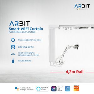 Arbit Smart Wifi Curtain Gorden Motor + Remote + Rail 4.2 Meter