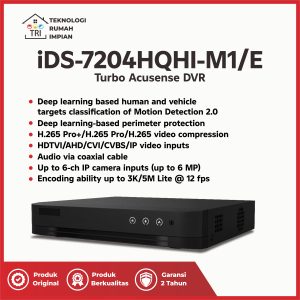 DVR cctv Hikvision 4 ch IDS-7204HQHI-M1/XT Acusense up to 4MP