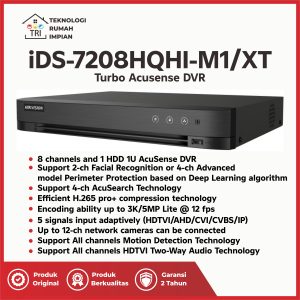 DVR CCTV Hikvision 8 ch iDS-7208HQHI-M1/XT Acusense Two Way Audio Face Recognition
