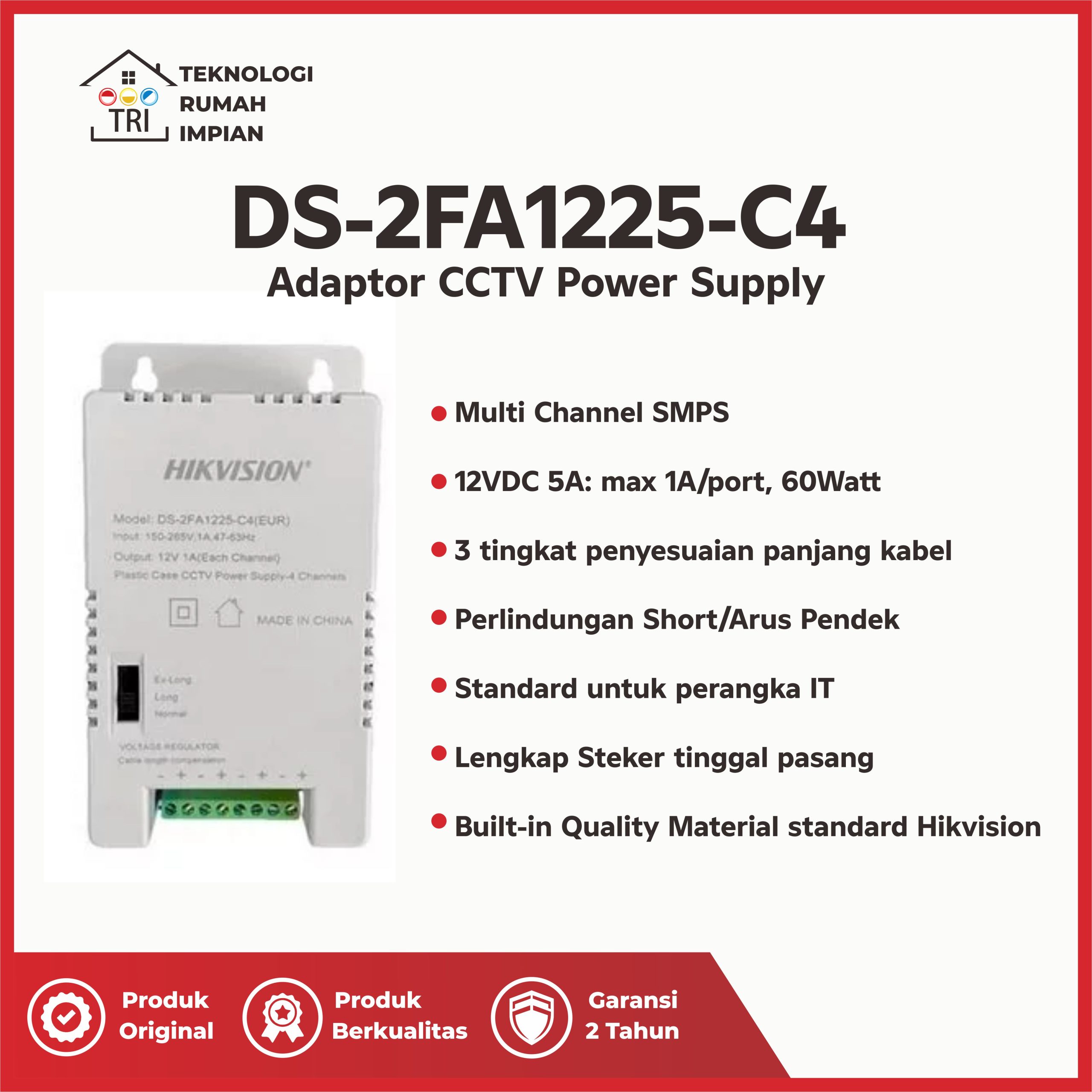 Power Supply Hikvision PSU 4ch Kamera untuk CCTV DS-2FA1225-C4