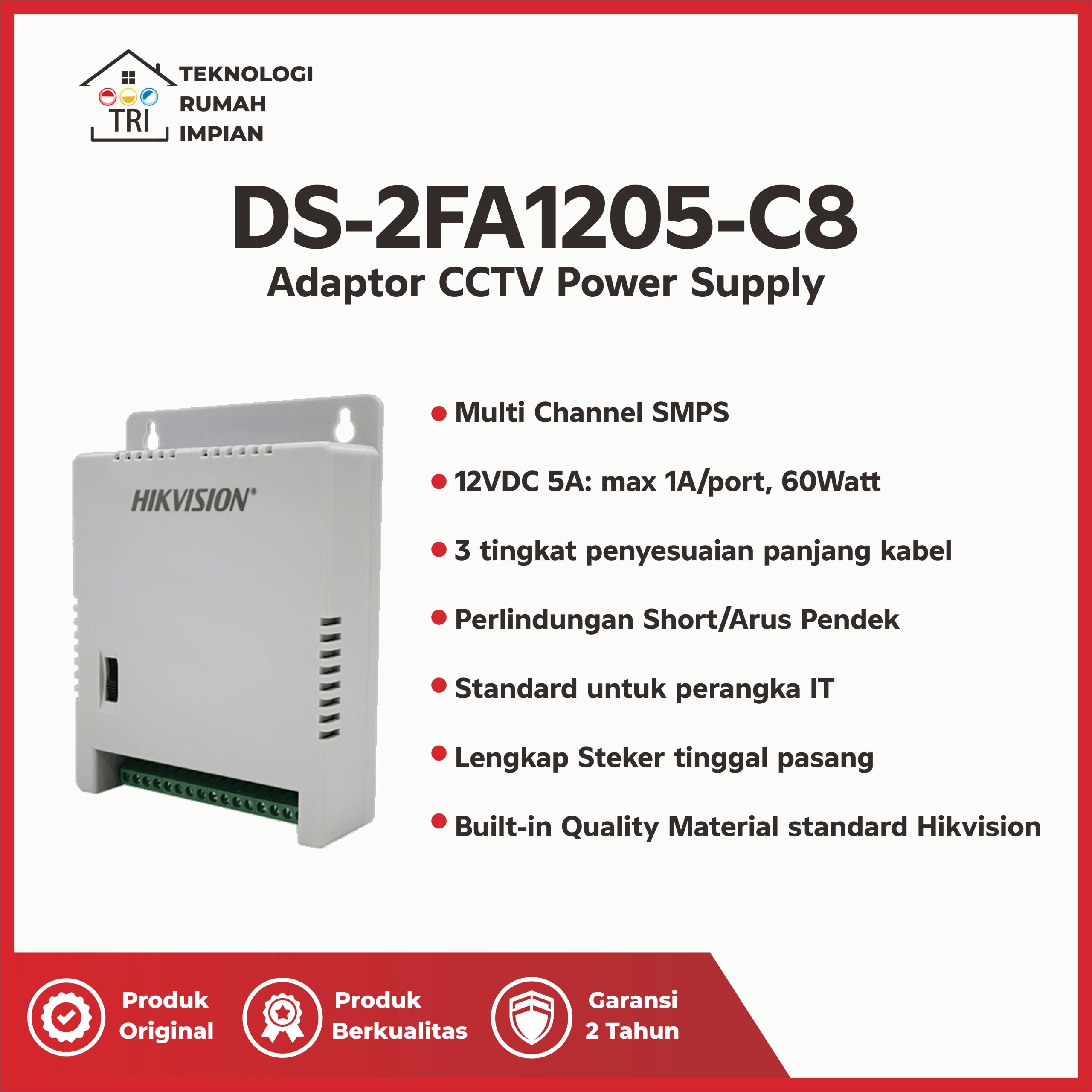 Power Supply Hikvision PSU 8ch Kamera untuk CCTV