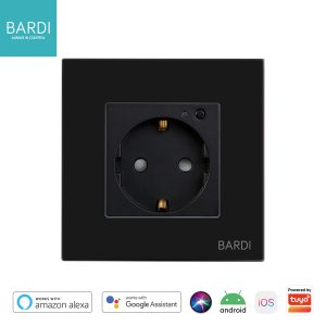 Bardi Smart Wall Socket EU Stop Kontak Pintar Wifi Tuya Wallsocket Colokan On Off Schedulle - HITAM