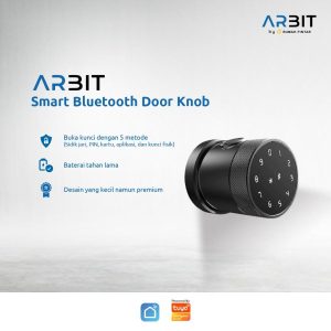 Arbit Smart Home Bluetooth Door Knob Lock Fingerprint Tuya Hitam Black