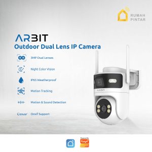ARBIT WiFi Outdoor Dual Lens IP Camera CCTV Pintar Smart Home Lensa Ganda 3 MP Tahan Air Cuaca