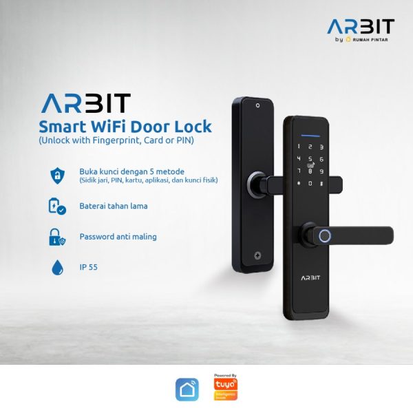 Arbit Smart Wifi Door Lock With Fingerprint Card PIN Key Pintu Pintar