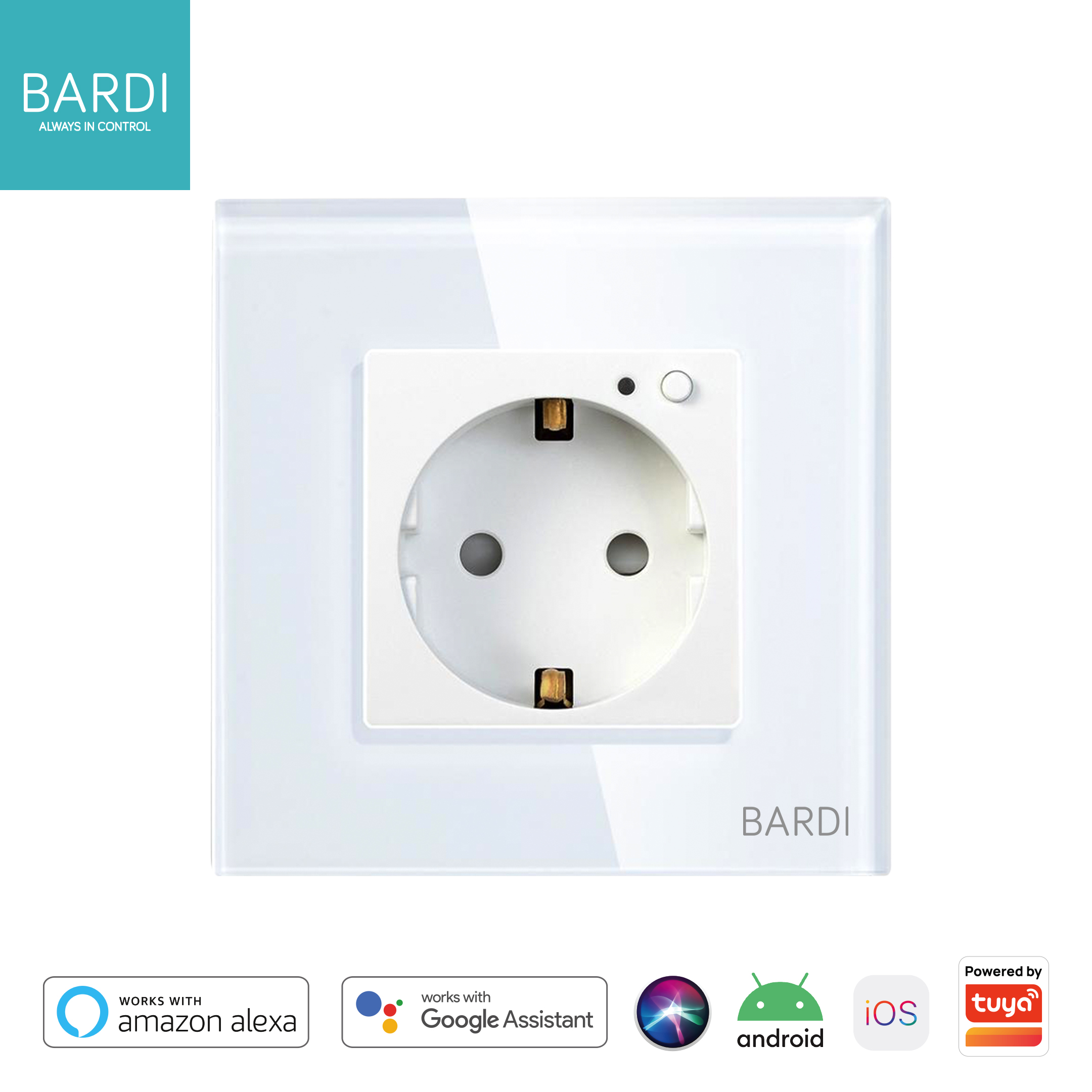 Bardi Smart Wall Socket EU Stop Kontak Pintar Wifi Tuya Wallsocket Colokan On Off Schedulle - PUTIH